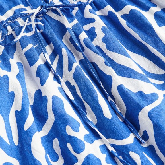 NWT H&M Bright Blue Pattern Linen Blend Short Dress Size: Medium - Picture 7 of 12